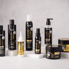 Colección de productos Tahe Magic Rizos, ideal para el método curly. Incluye champú, cowash, espuma, sérum, activador y mascarilla.