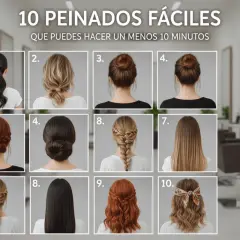 Diez peinados fáciles para hacer en menos de 10 minutos: coleta, moño bajo, moños altos, trenzas y más.