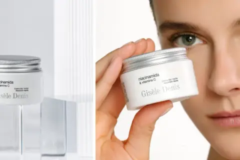 Crema Giséle Denis con niacinamida y vitamina C, ideal para día y noche. Piel radiante.