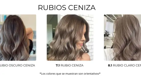 Tres tonos de pelo rubio ceniza: oscuro, medio y claro.