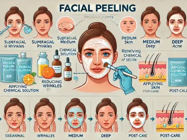 Infografía sobre peeling facial: cómo y cada cuanto exfoliar la cara para diferentes tipos de piel y problemas.